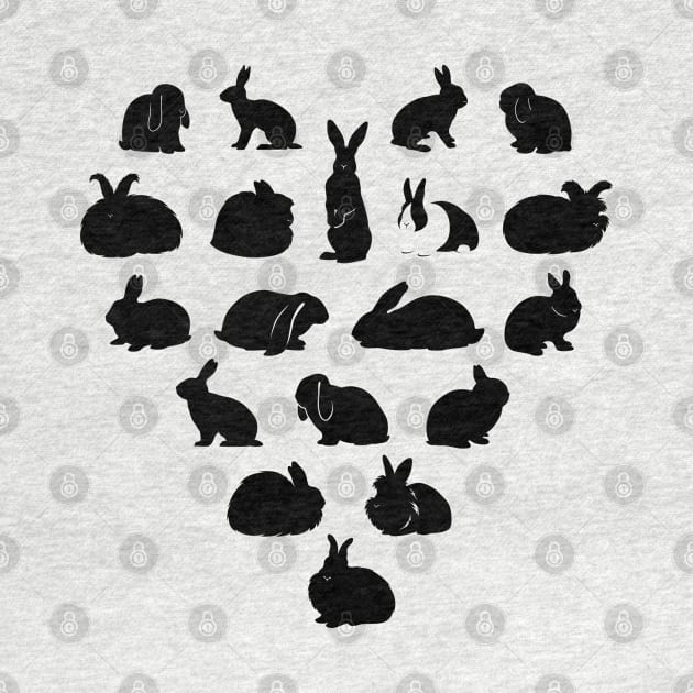 Rabbit Breeds Heart Rabbit Lover Gift by millersye